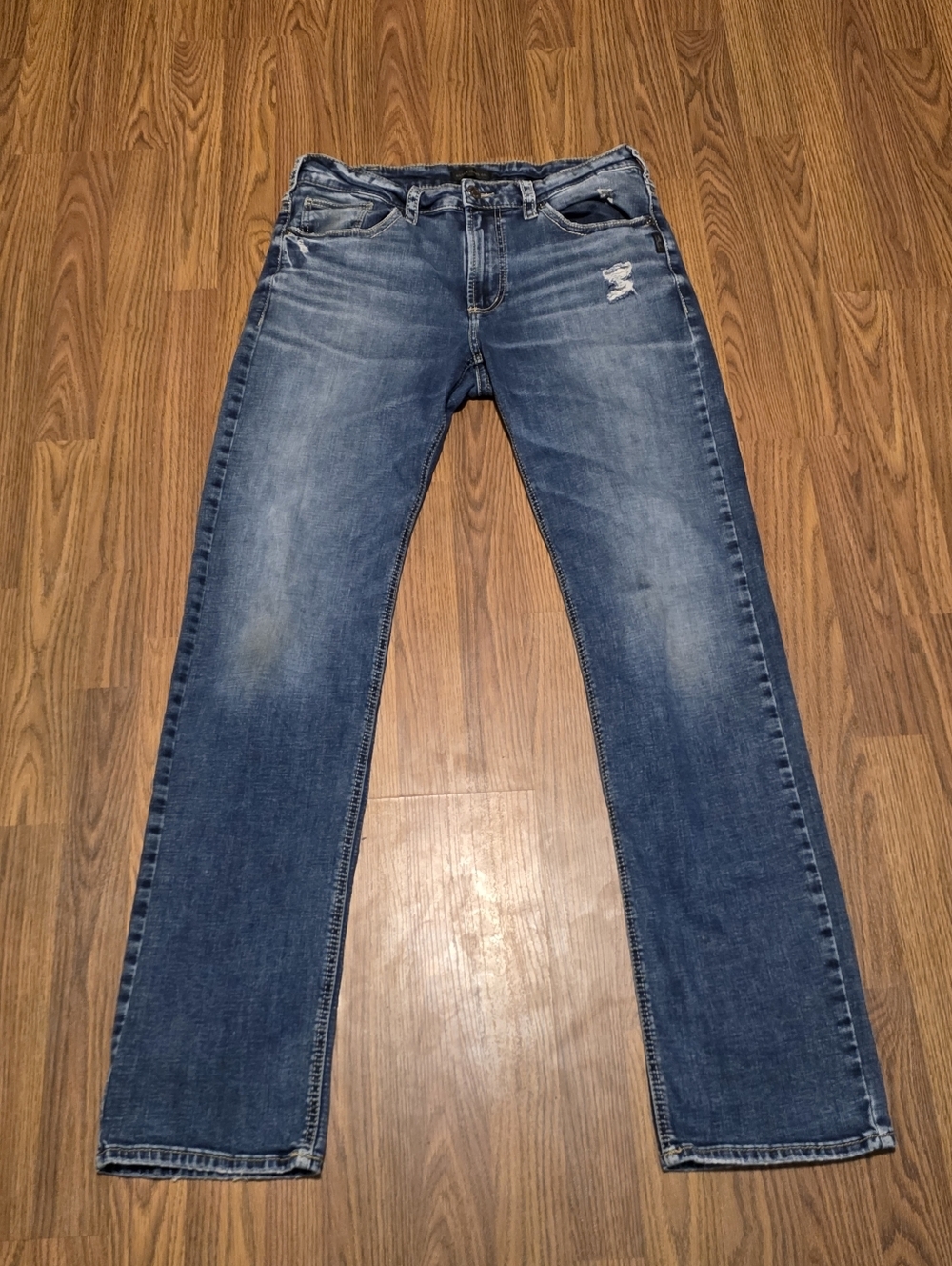 Silver Jeans Co. Grayson Men’s Distressed Straight Fit Jeans W33 L36 Dark Wash